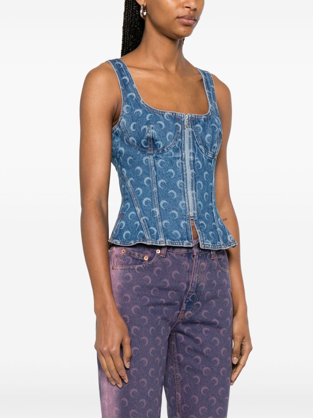 Marine Serre Top Clear Blue Cotton