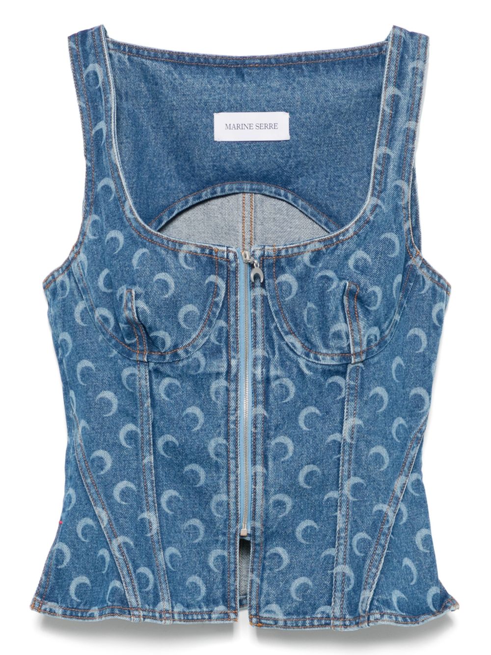Marine Serre Top Clear Blue Cotton