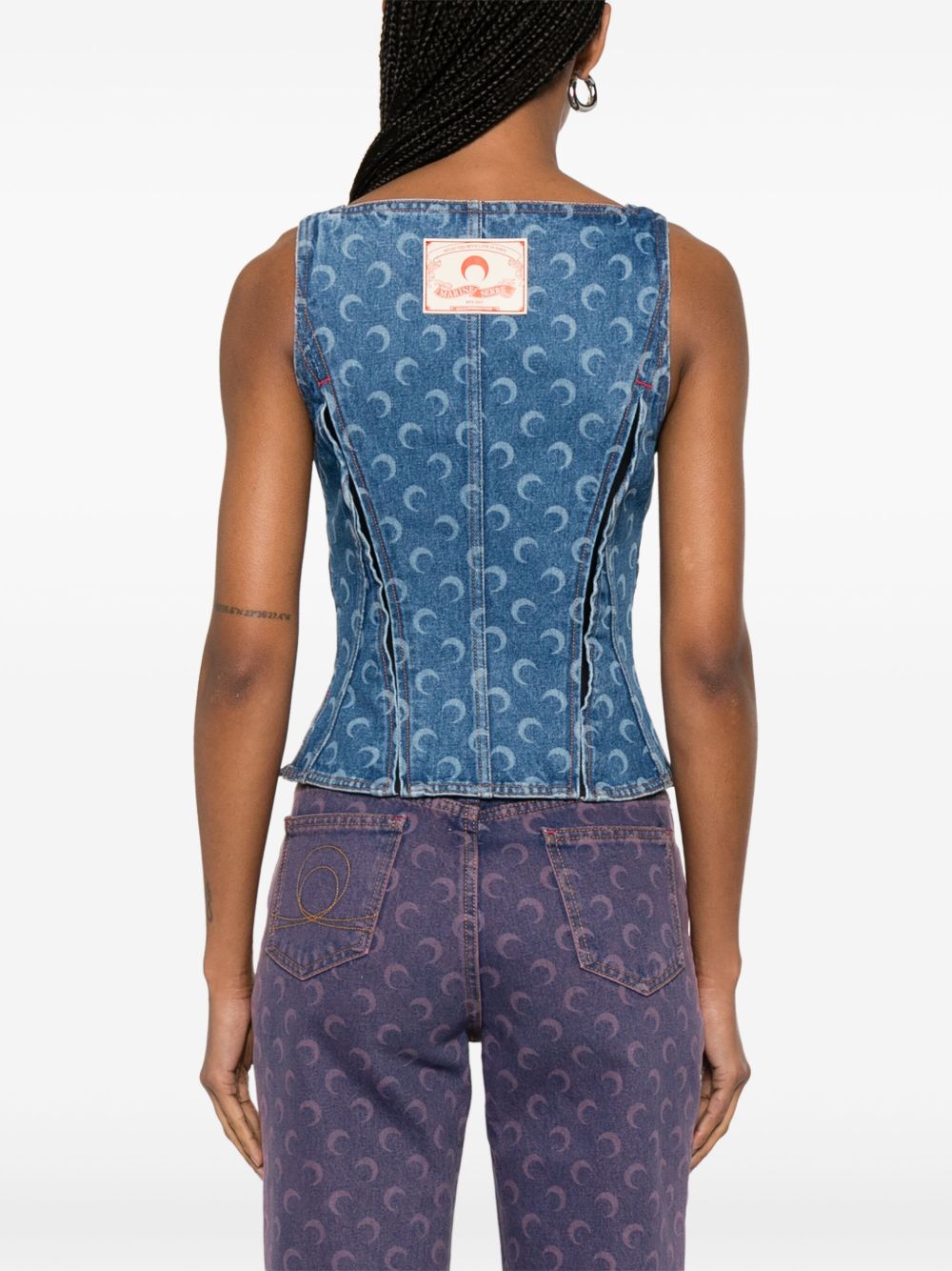 Marine Serre Top Clear Blue Cotton