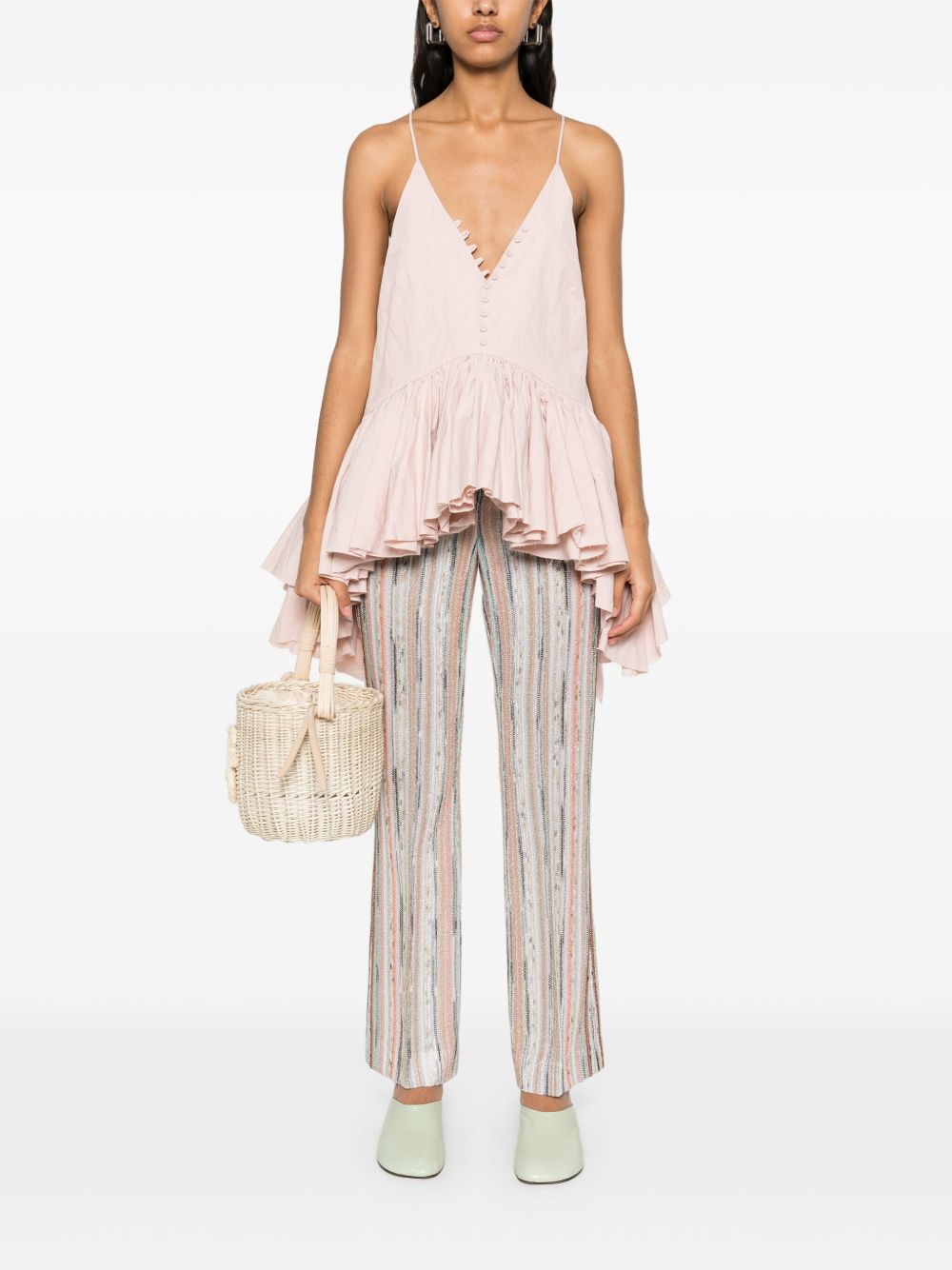 Missoni Trousers Orange Viscose Metallic Fiber