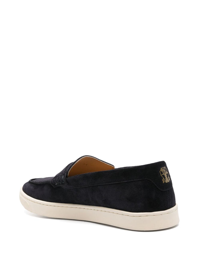 Brunello Cucinelli Flat Shoes Blu Calf Leather
