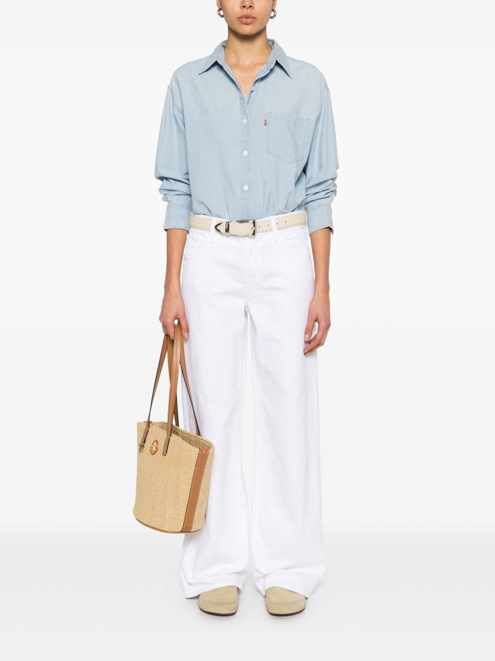 Mother Jeans White Cotton Elastane