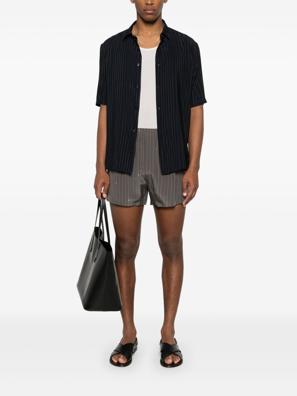 Saint Laurent Shorts Grey Silk