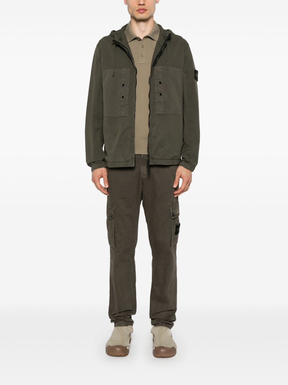 Stone Island Coats Green Cotton Elastane