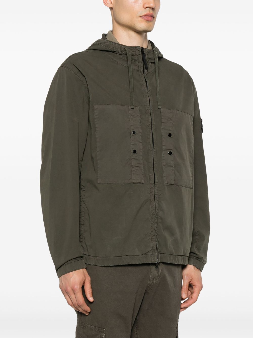 Stone Island Coats Green Cotton Elastane