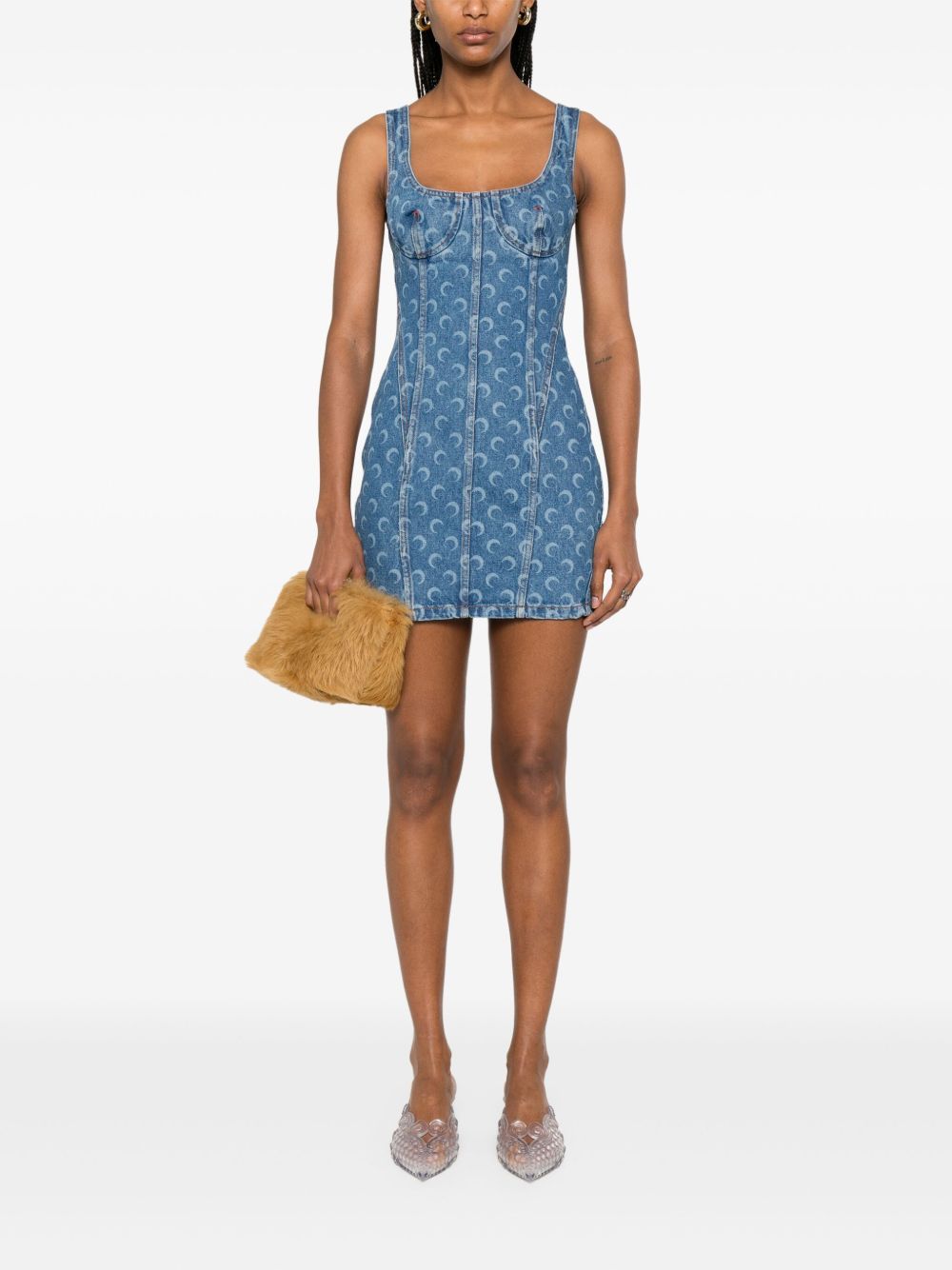 Marine Serre Dresses Clear Blue Cotton