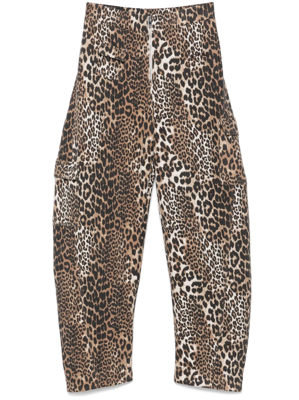 Ganni Trousers Brown Cotton