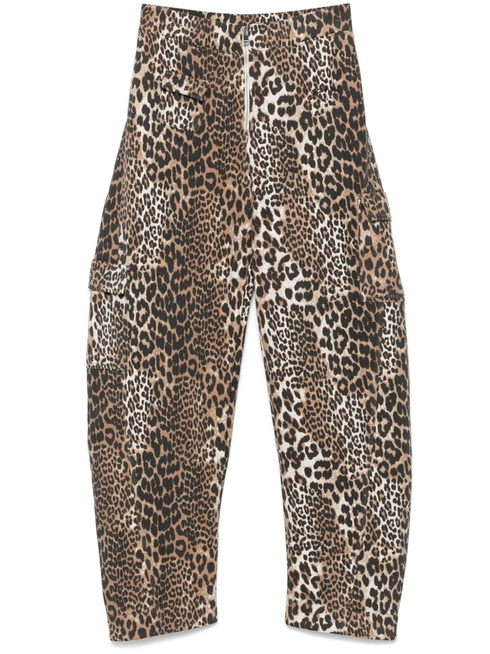 Ganni Trousers Brown Cotton