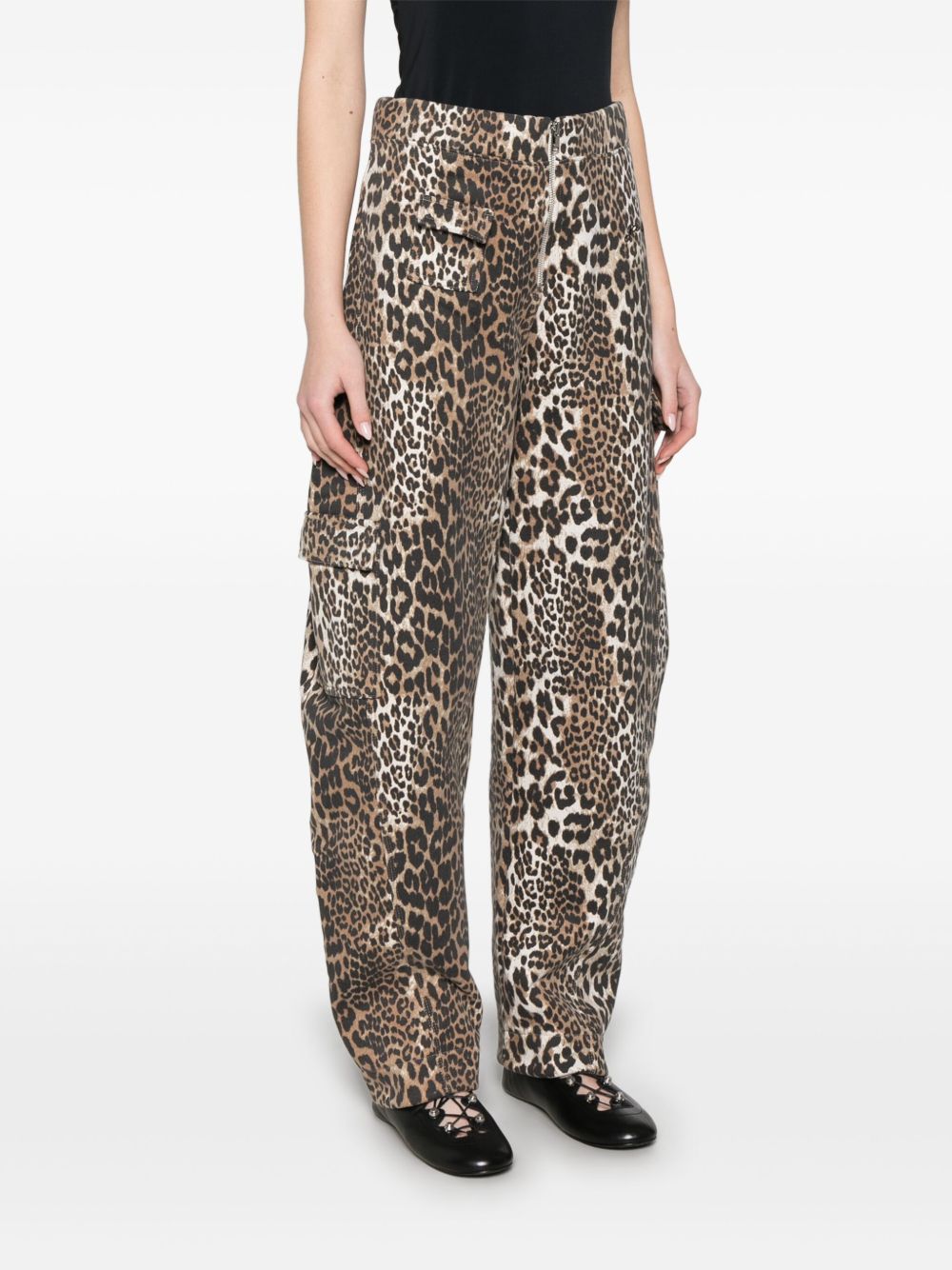 Ganni Trousers Brown Cotton