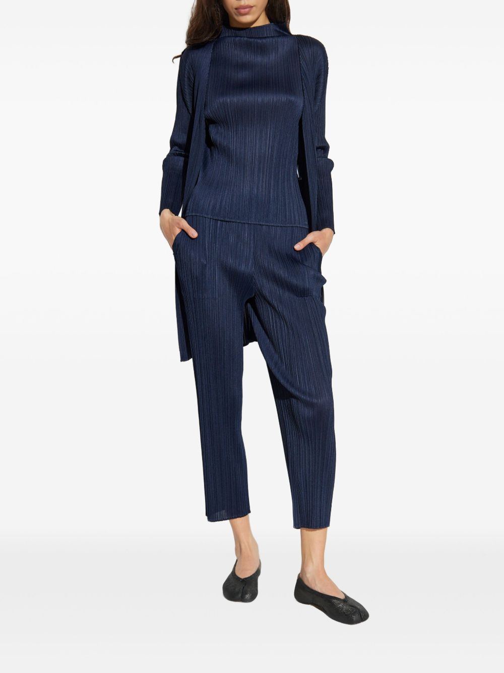 Pleats Please Trousers Blue Polyester