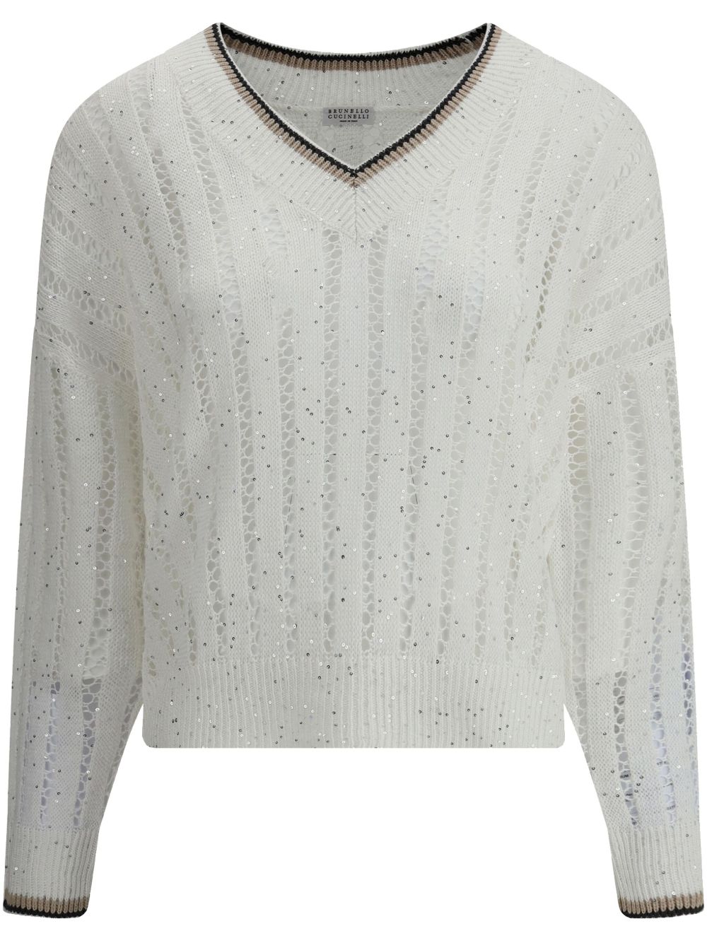 Brunello Cucinelli Sweaters Bianco Linen Nylon