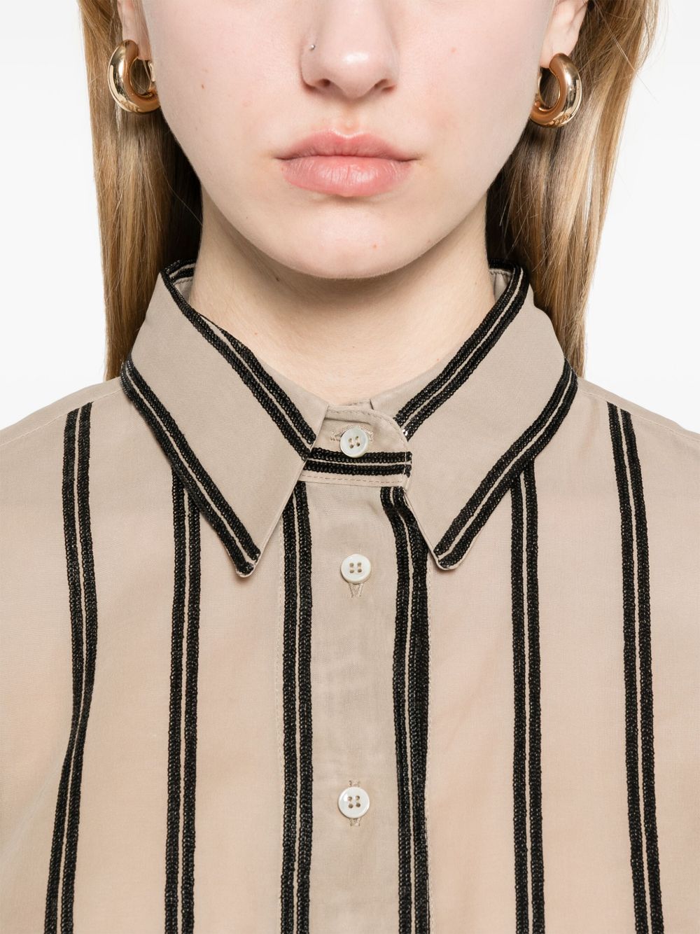 Brunello Cucinelli Shirts Marrone Cotton