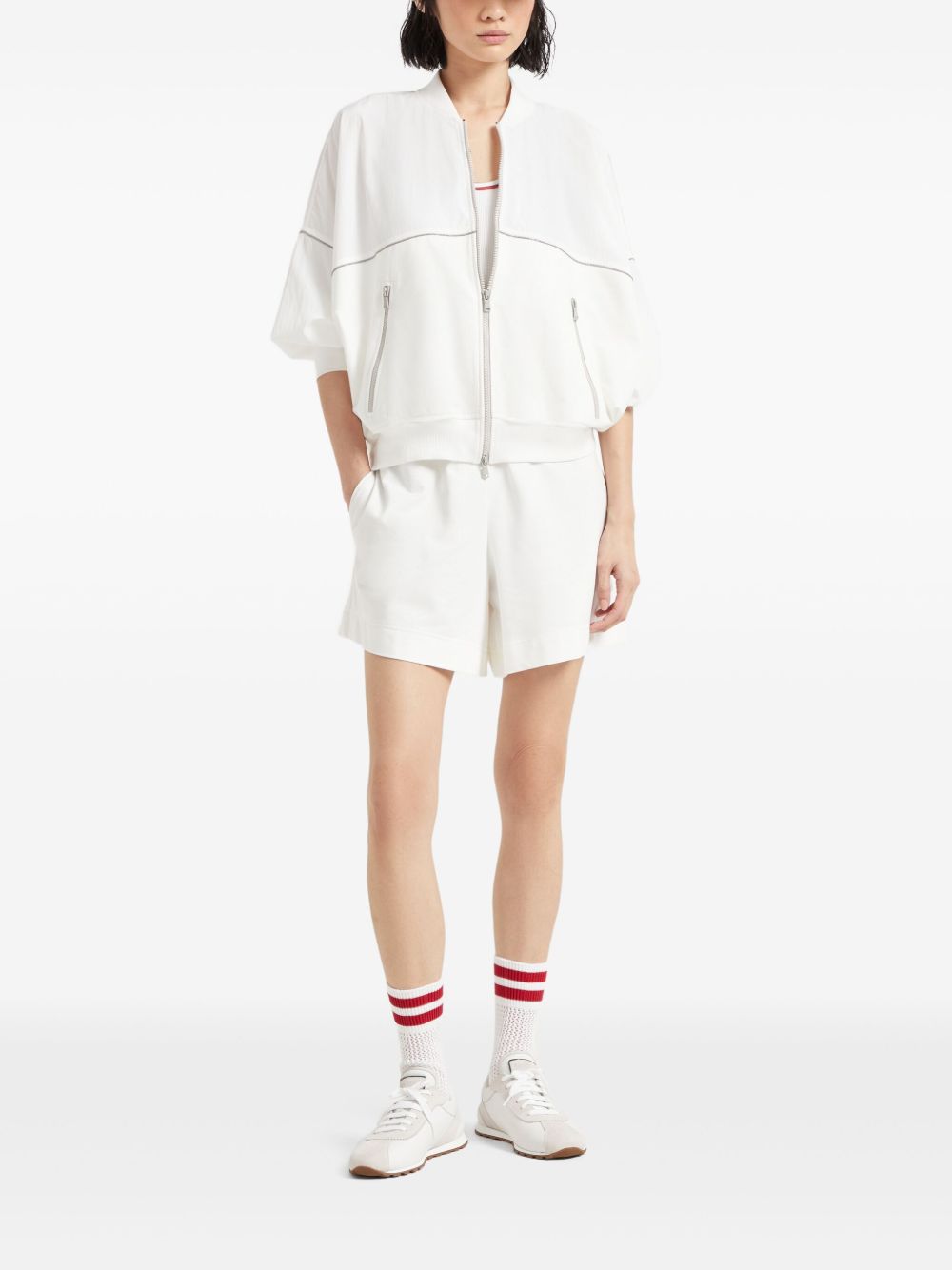 Brunello Cucinelli Top Bianco Cotton Elastane