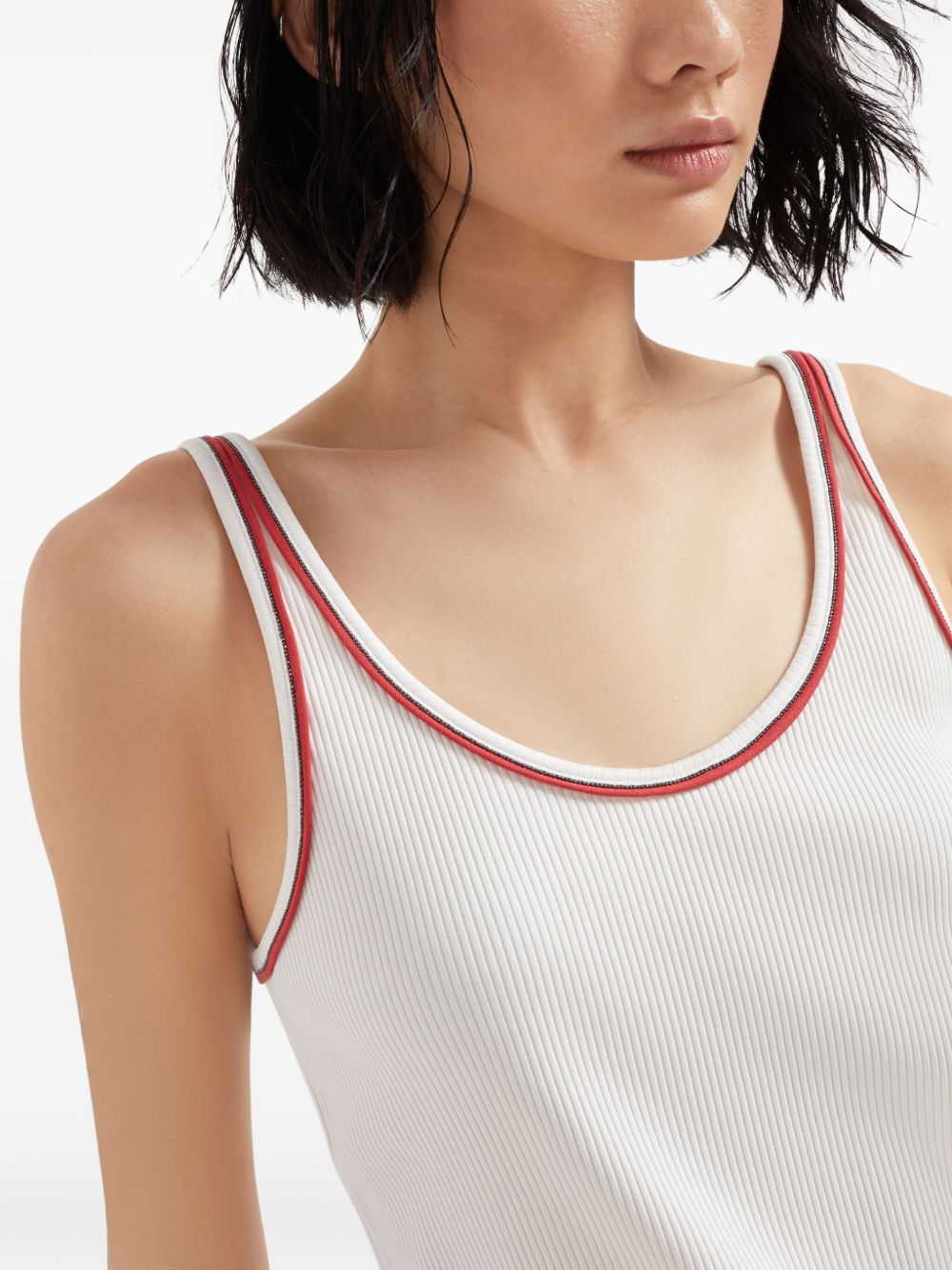 Brunello Cucinelli Top Bianco Cotton Elastane