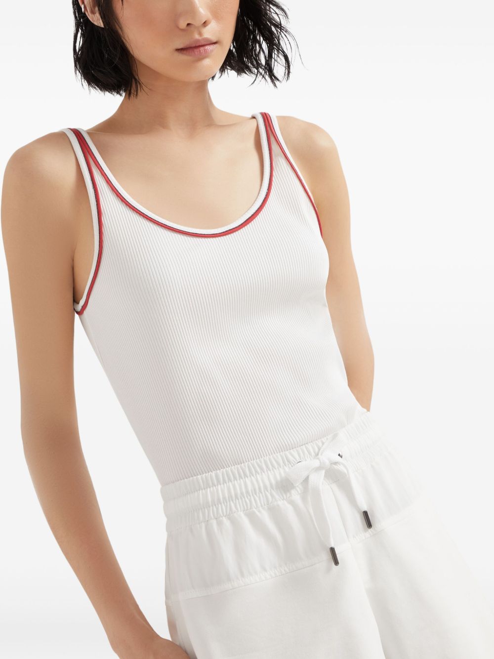 Brunello Cucinelli Top Bianco Cotton Elastane