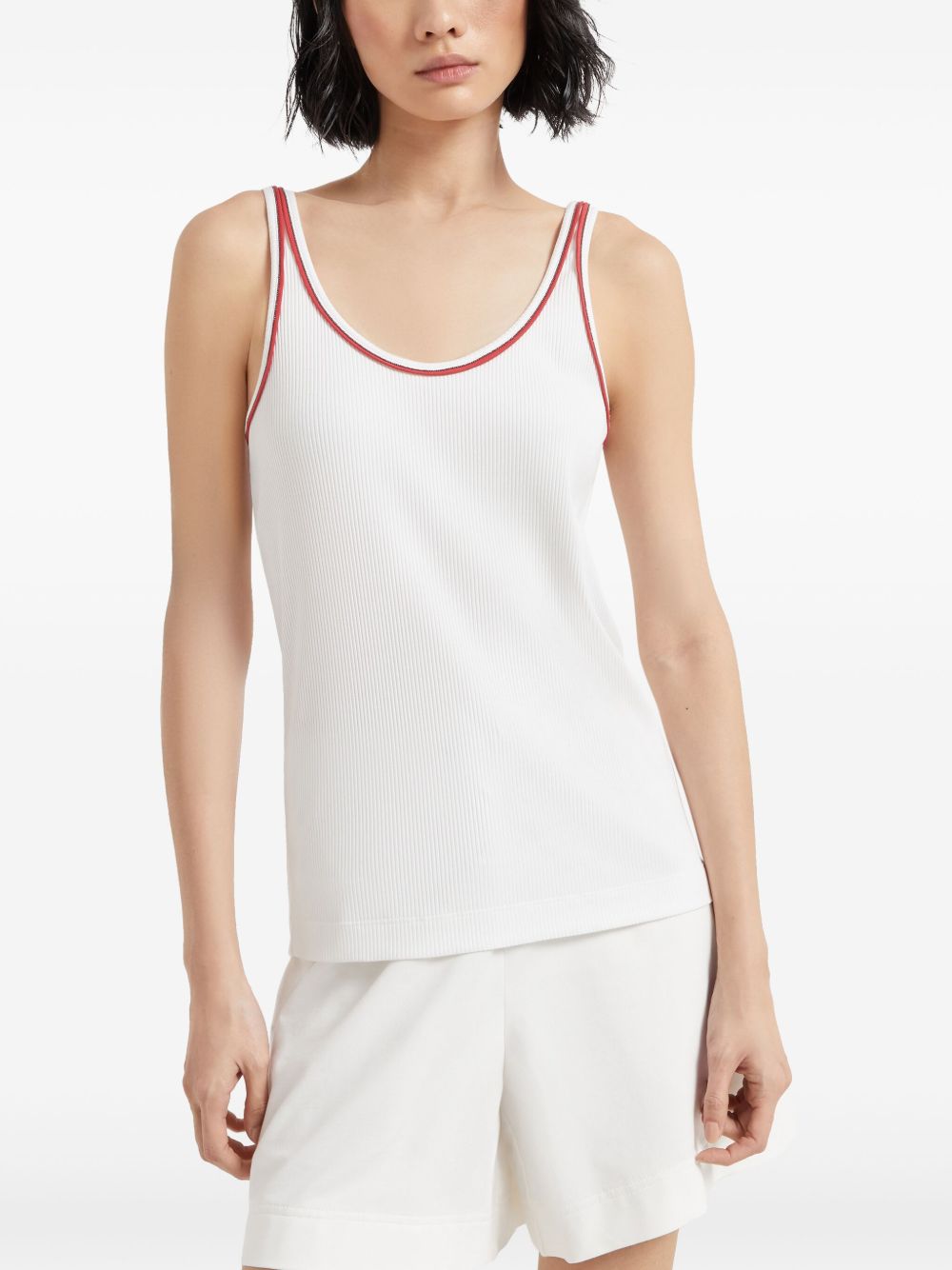 Brunello Cucinelli Top Bianco Cotton Elastane