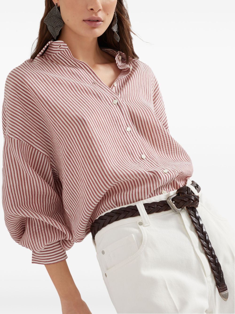 Brunello Cucinelli Shirts Bordeaux Linen/flax