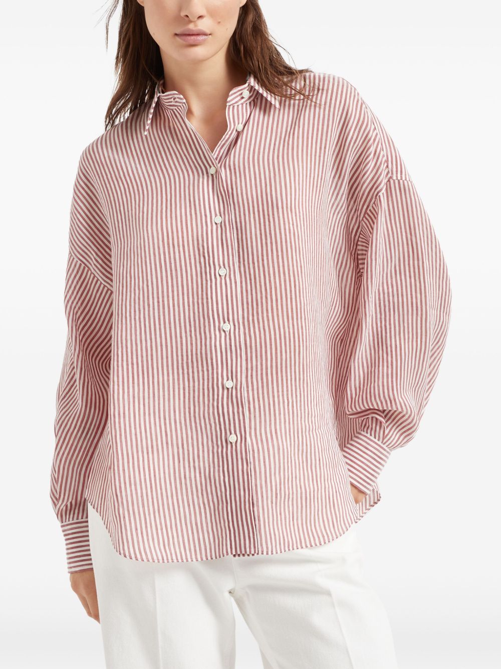 Brunello Cucinelli Shirts Bordeaux Linen/flax