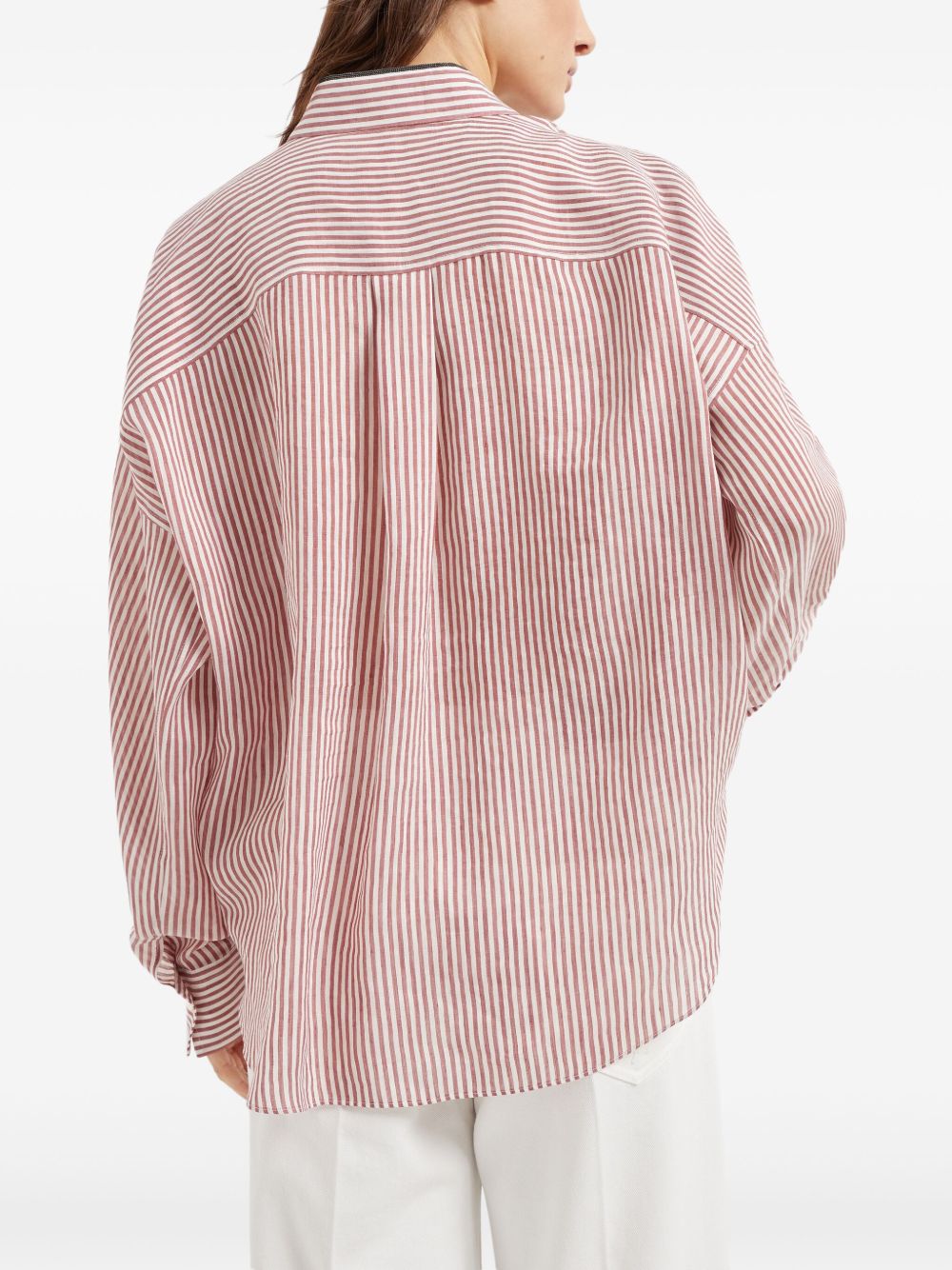 Brunello Cucinelli Shirts Bordeaux Linen/flax