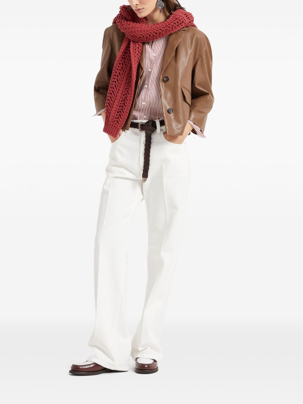 Brunello Cucinelli Shirts Bordeaux Linen/flax