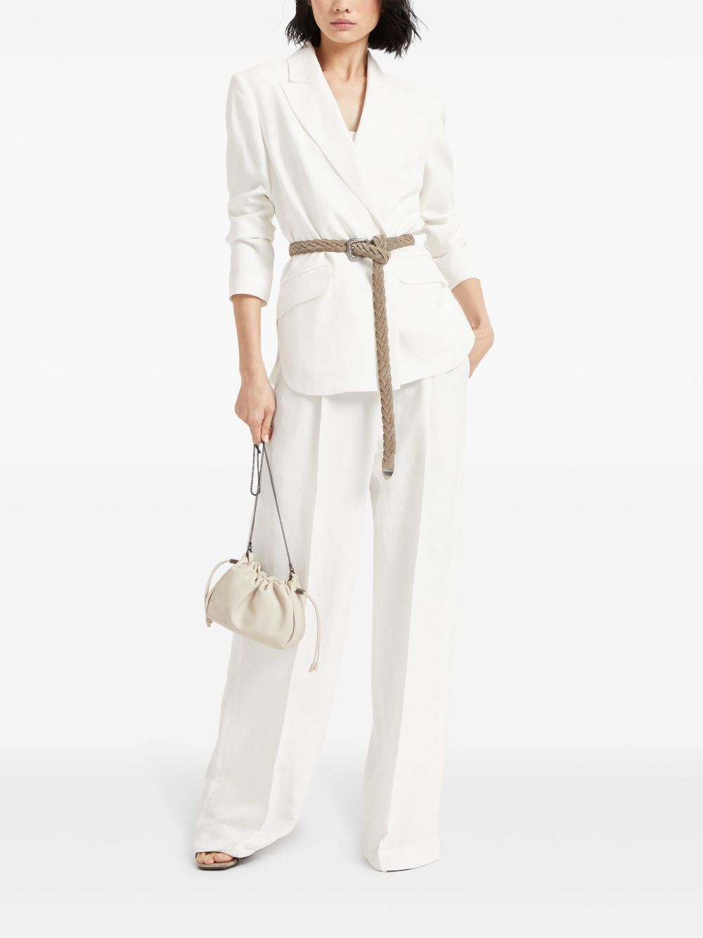 Brunello Cucinelli Trousers Bianco Viscose Linen