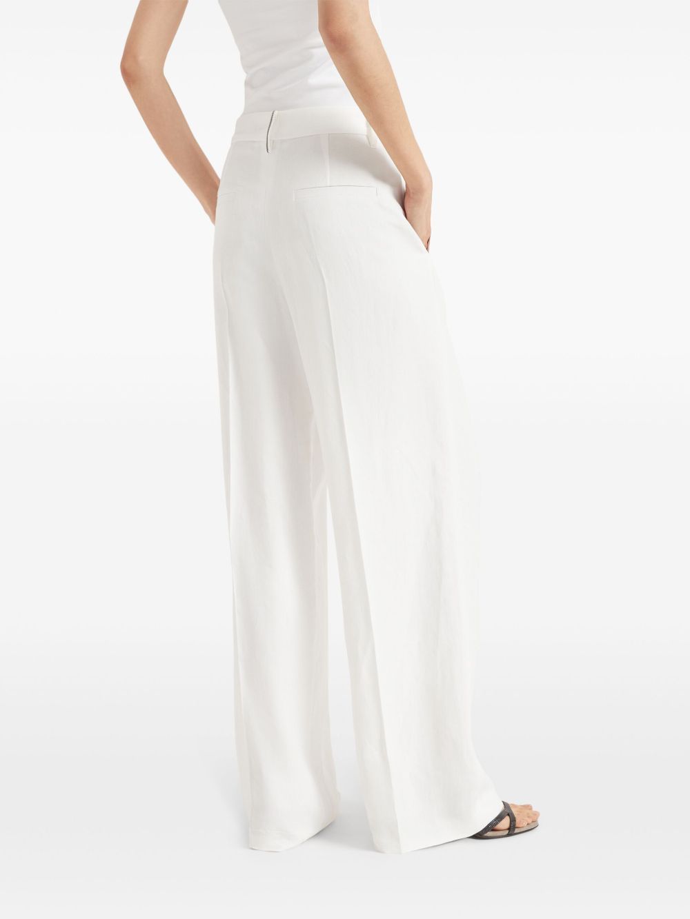 Brunello Cucinelli Trousers Bianco Viscose Linen