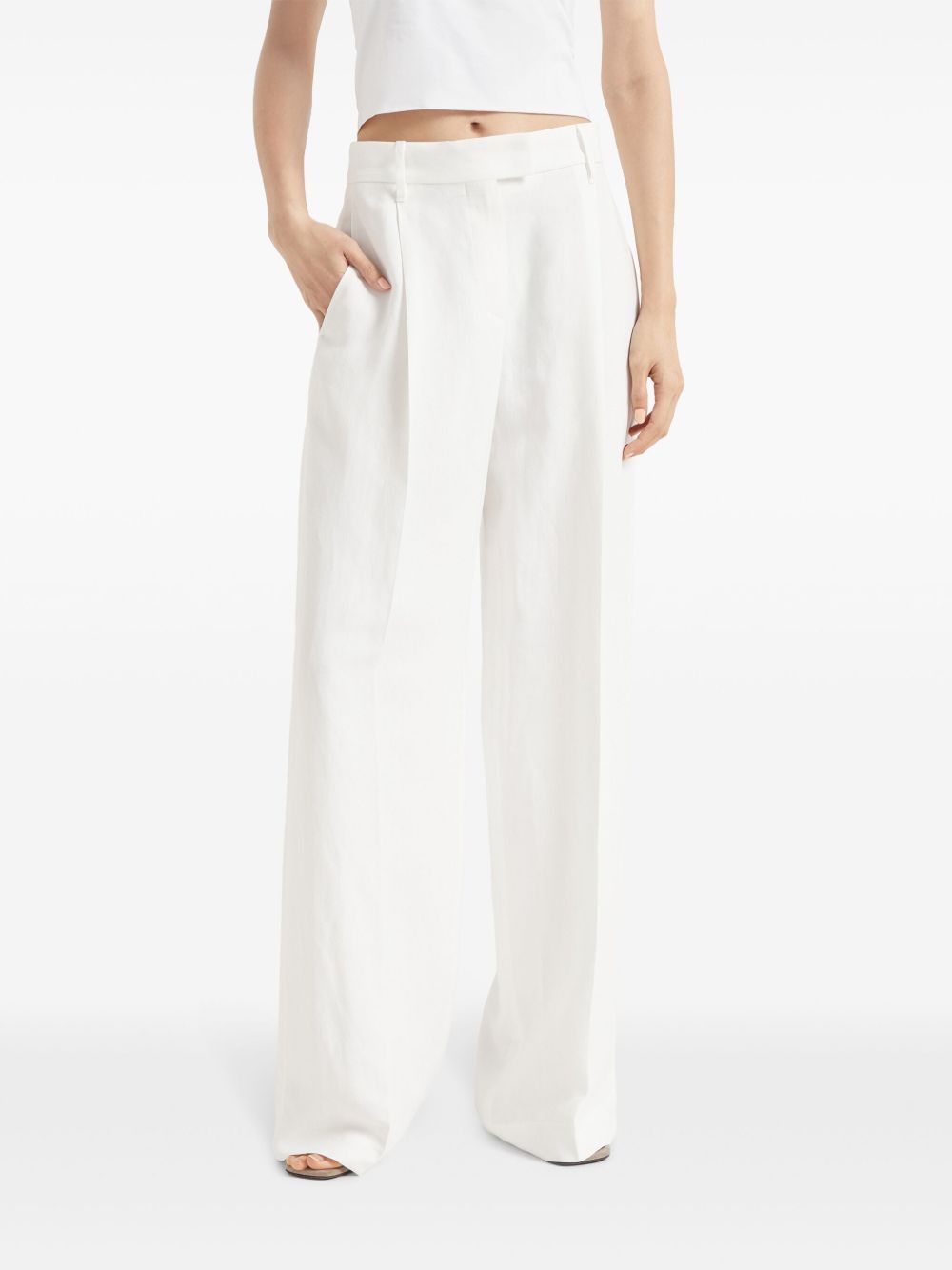 Brunello Cucinelli Trousers Bianco Viscose Linen