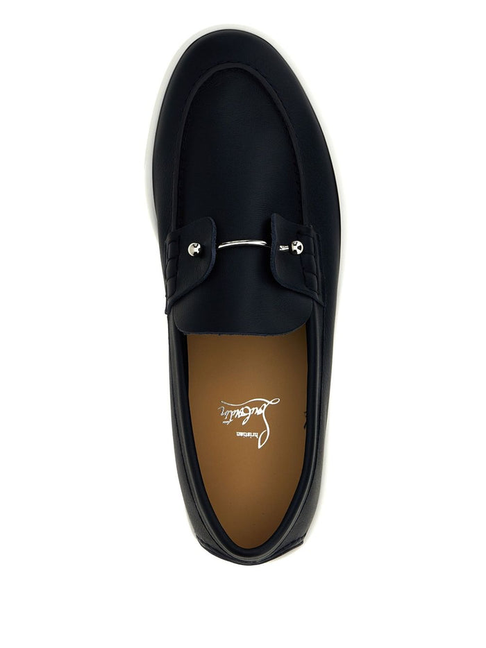 Christian Louboutin Flat Shoes Blue Calf Leather