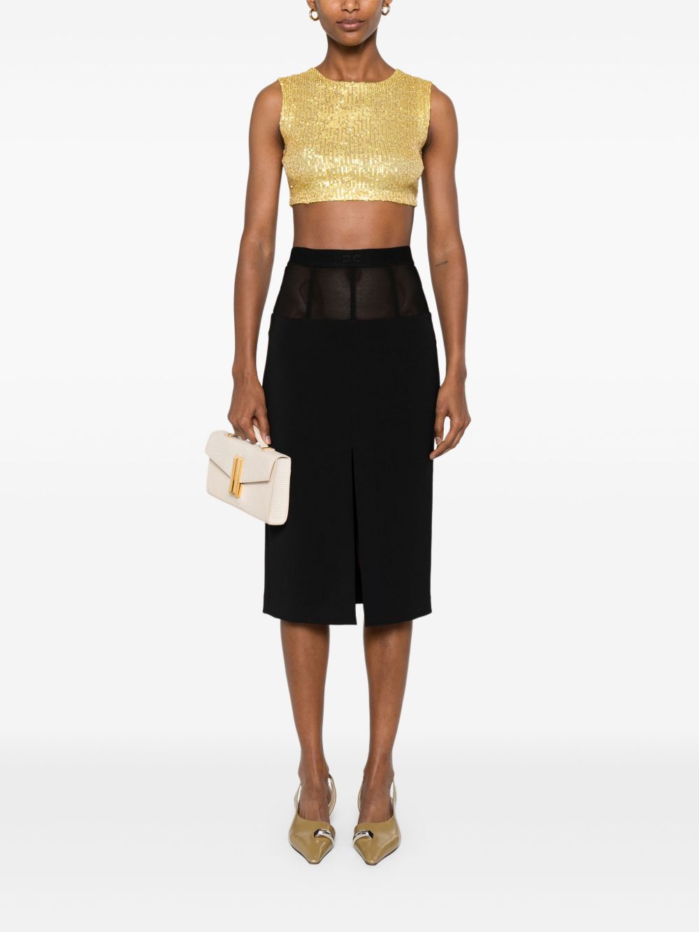 Norma Kamali Top Yellow Sequin