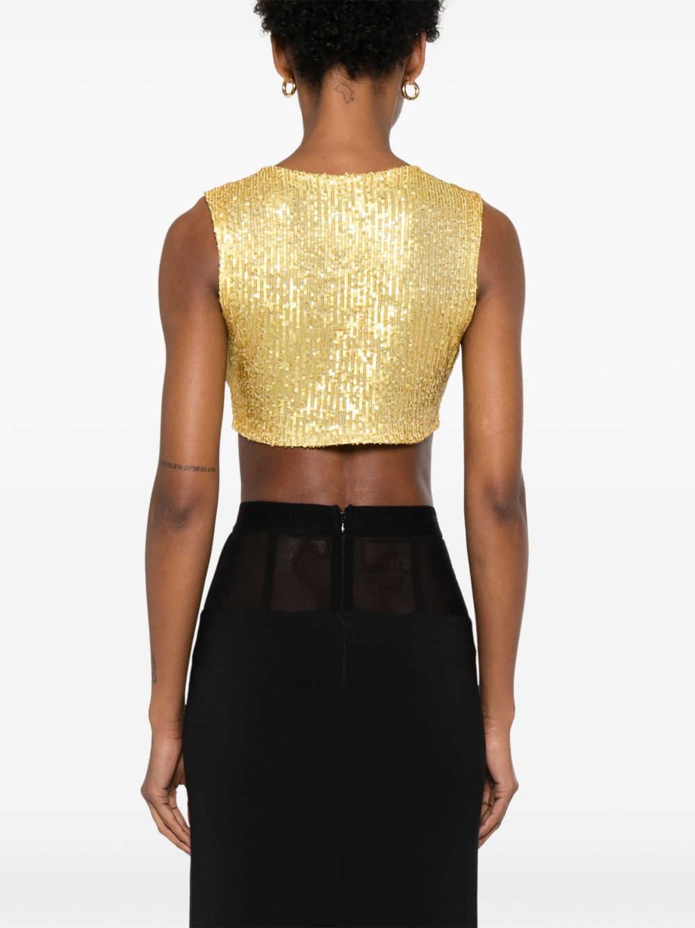 Norma Kamali Top Yellow Sequin