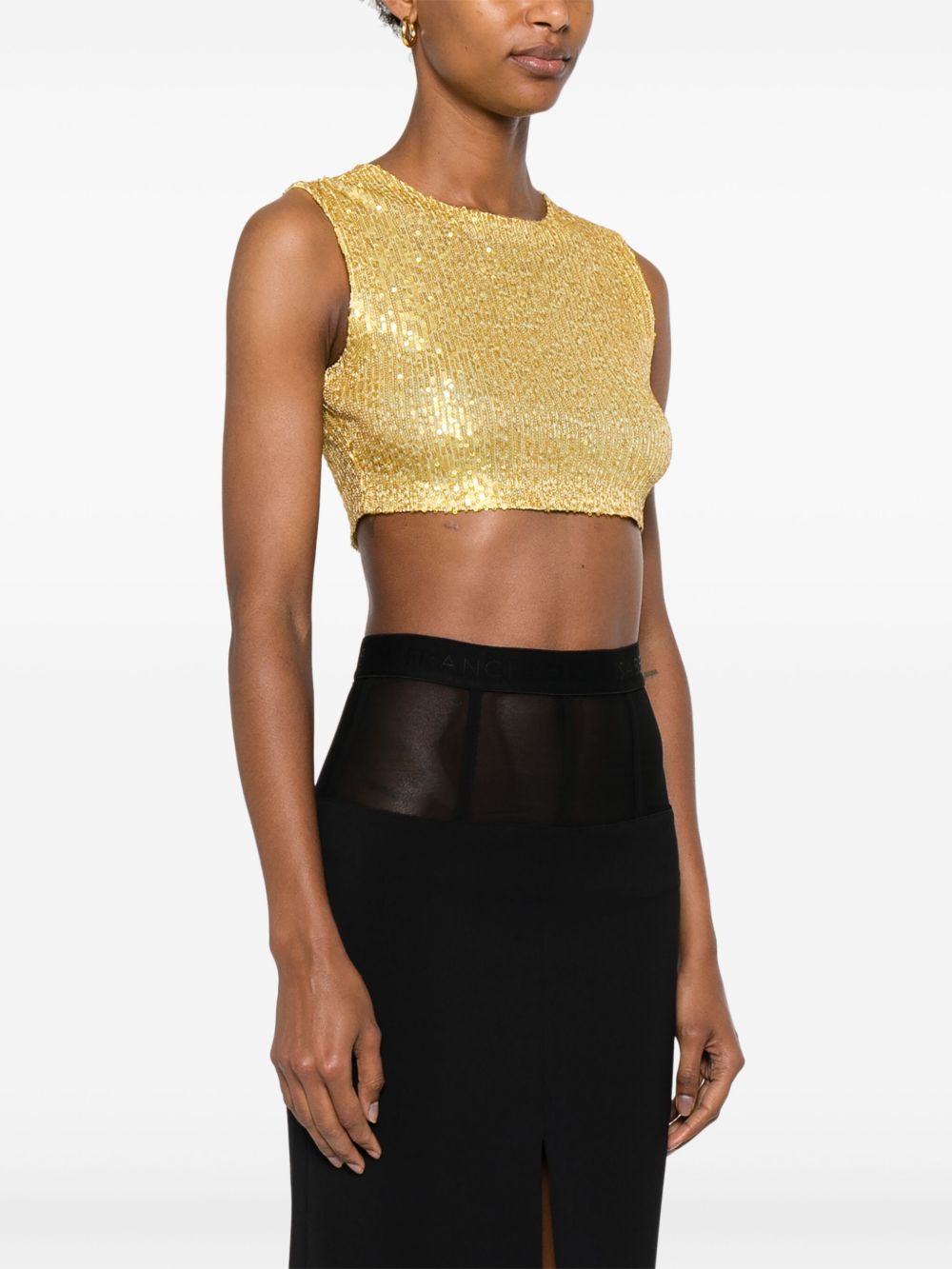 Norma Kamali Top Yellow Sequin
