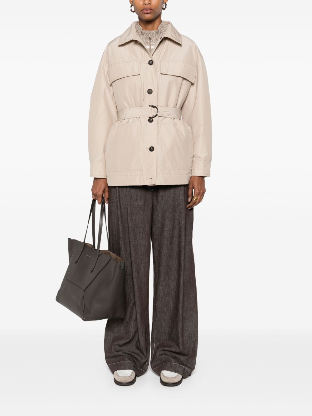 Brunello Cucinelli Coats Beige Polyesterpolyester Cotton