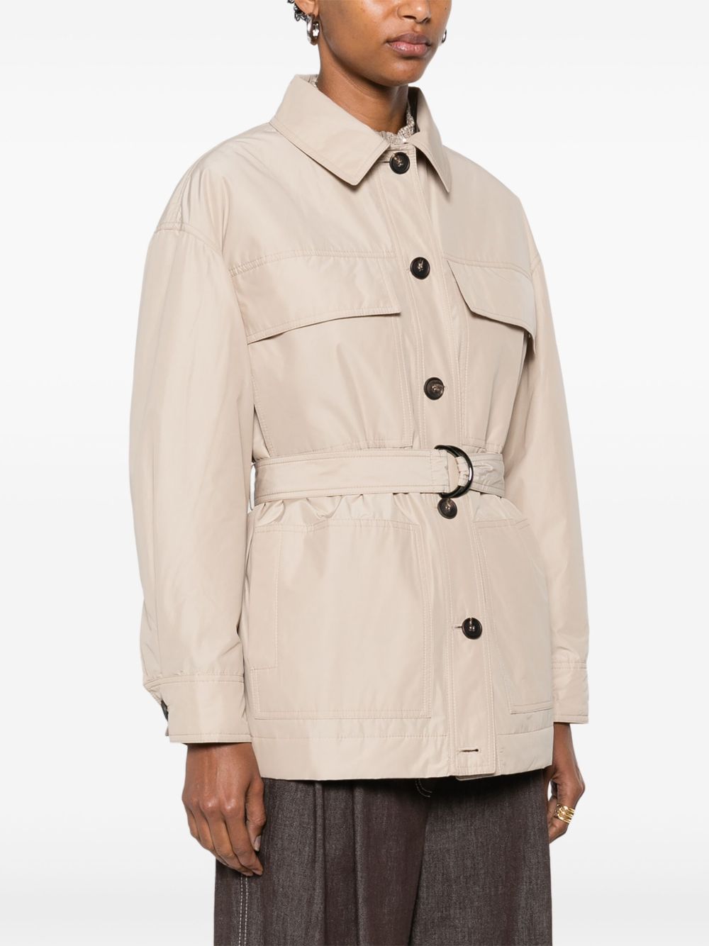 Brunello Cucinelli Coats Beige Polyesterpolyester Cotton