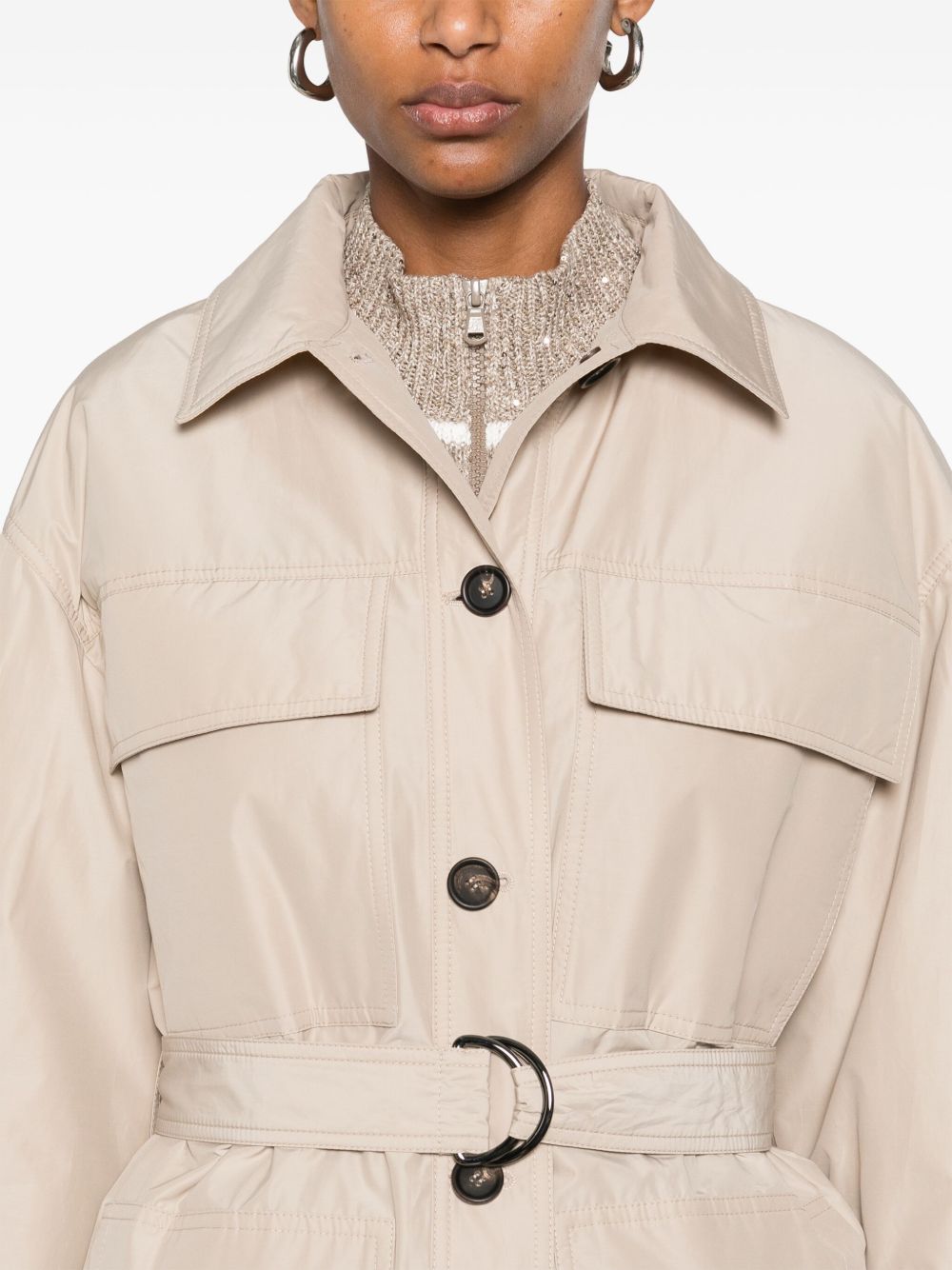 Brunello Cucinelli Coats Beige Polyesterpolyester Cotton