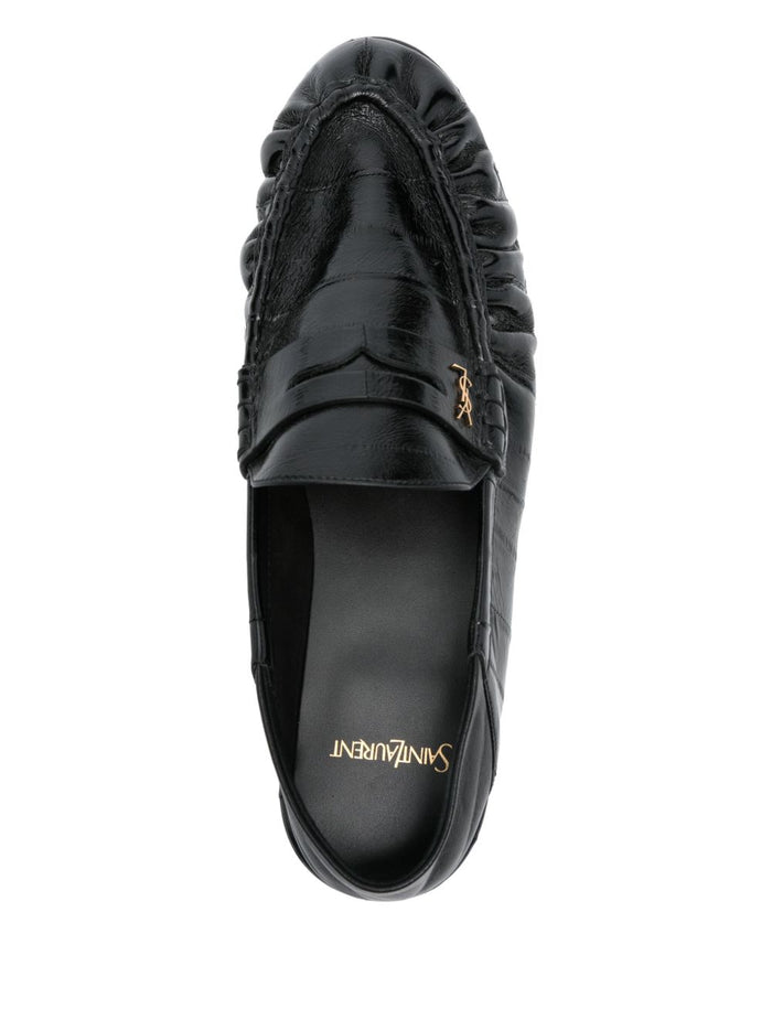 Saint Laurent Flat Shoes Black Calf Leather