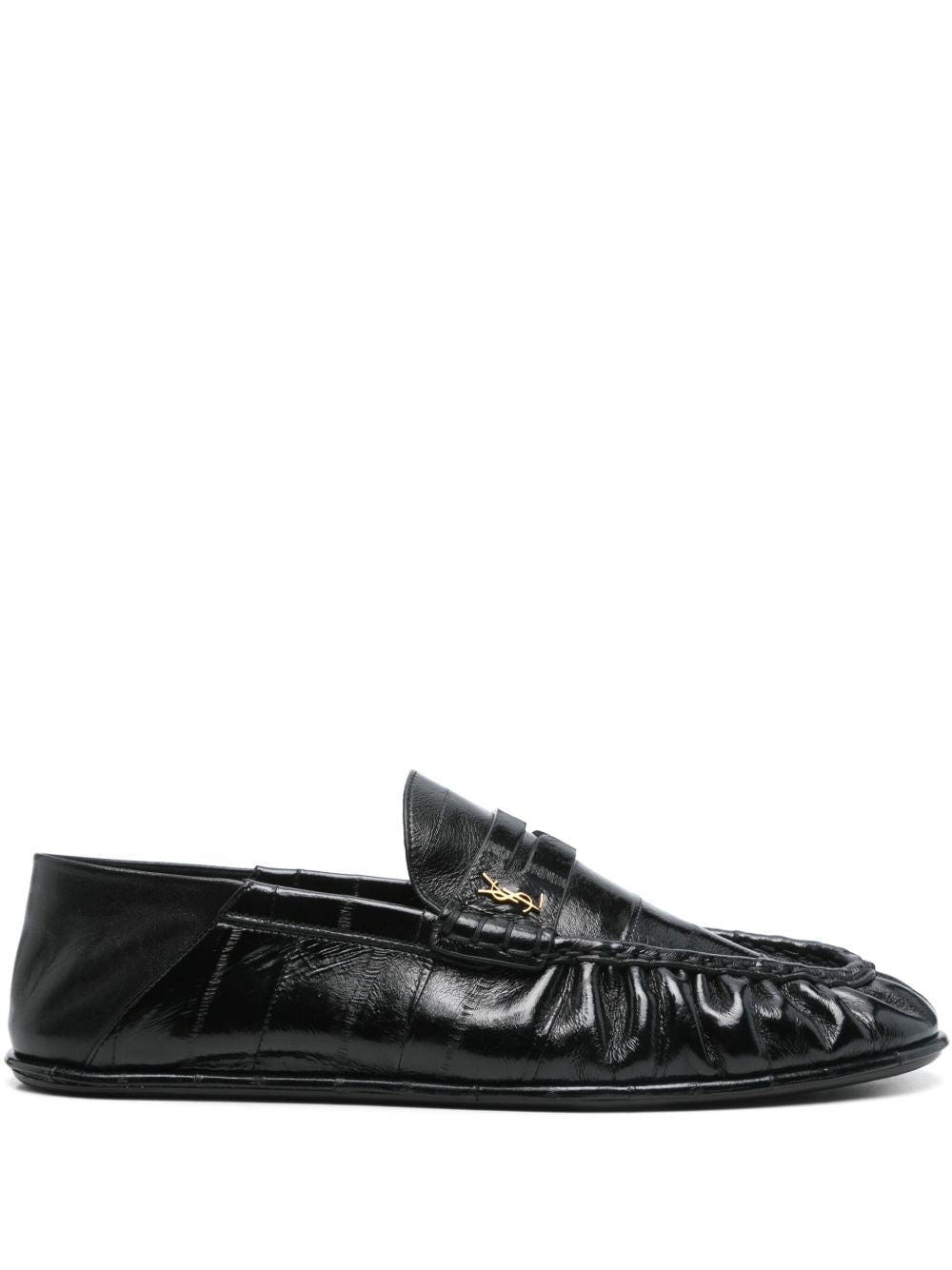 Saint Laurent Flat Shoes Black Calf Leather