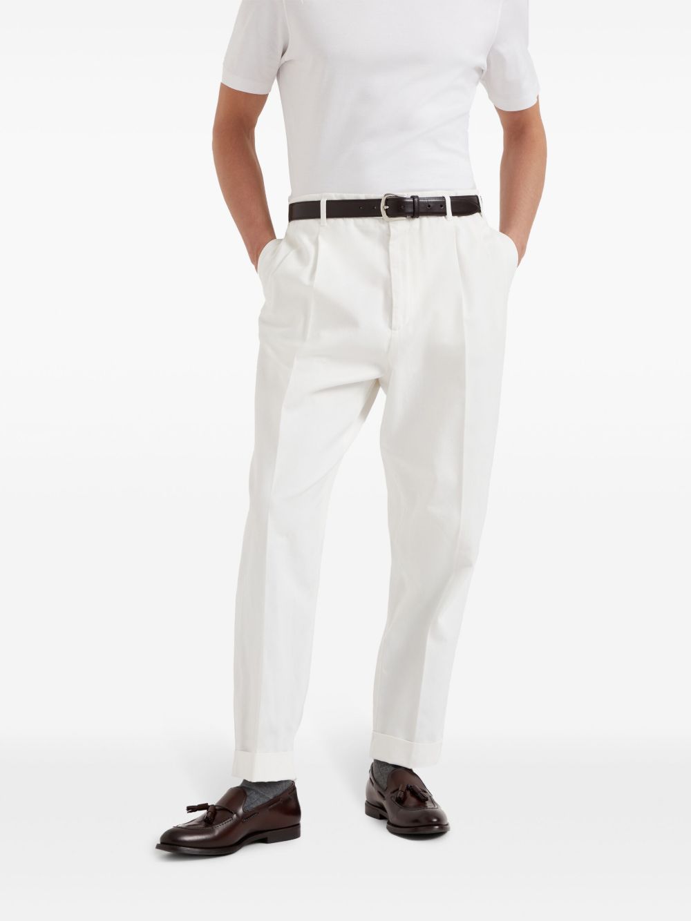 Brunello Cucinelli Trousers Bianco Cotton