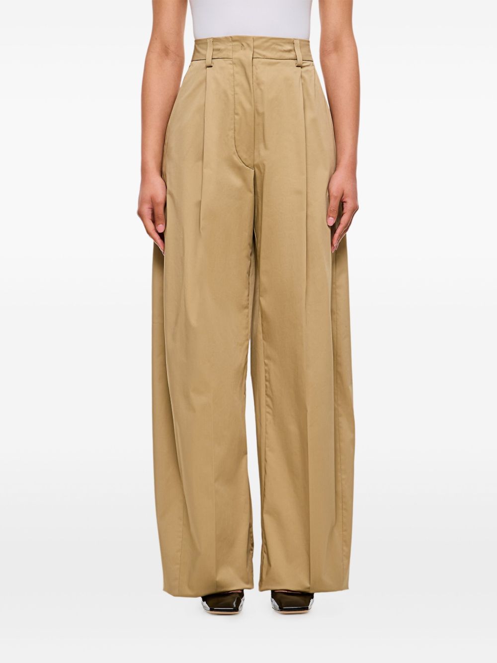 The Latest Trousers Beige Cotton Elastane