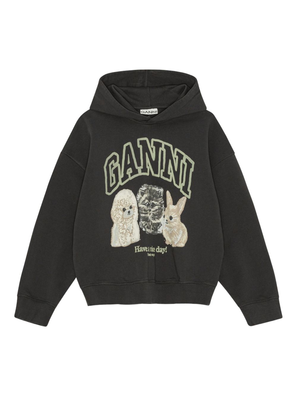 Ganni Sweaters Grey Cottn