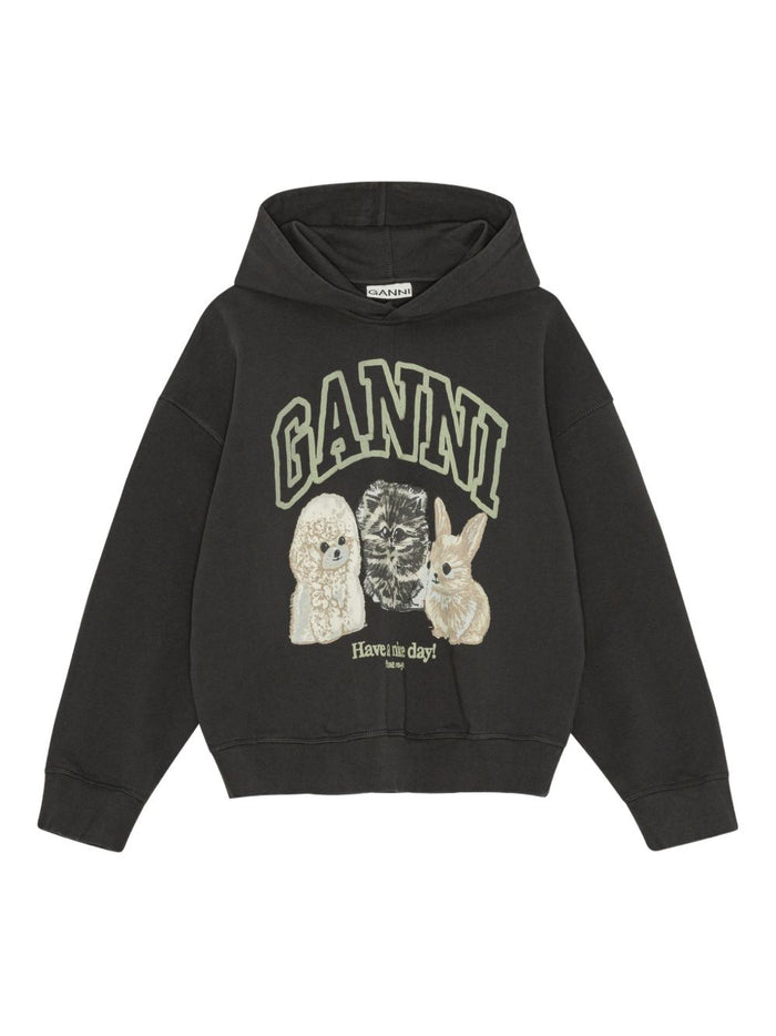 Ganni Sweaters Grey Cottn