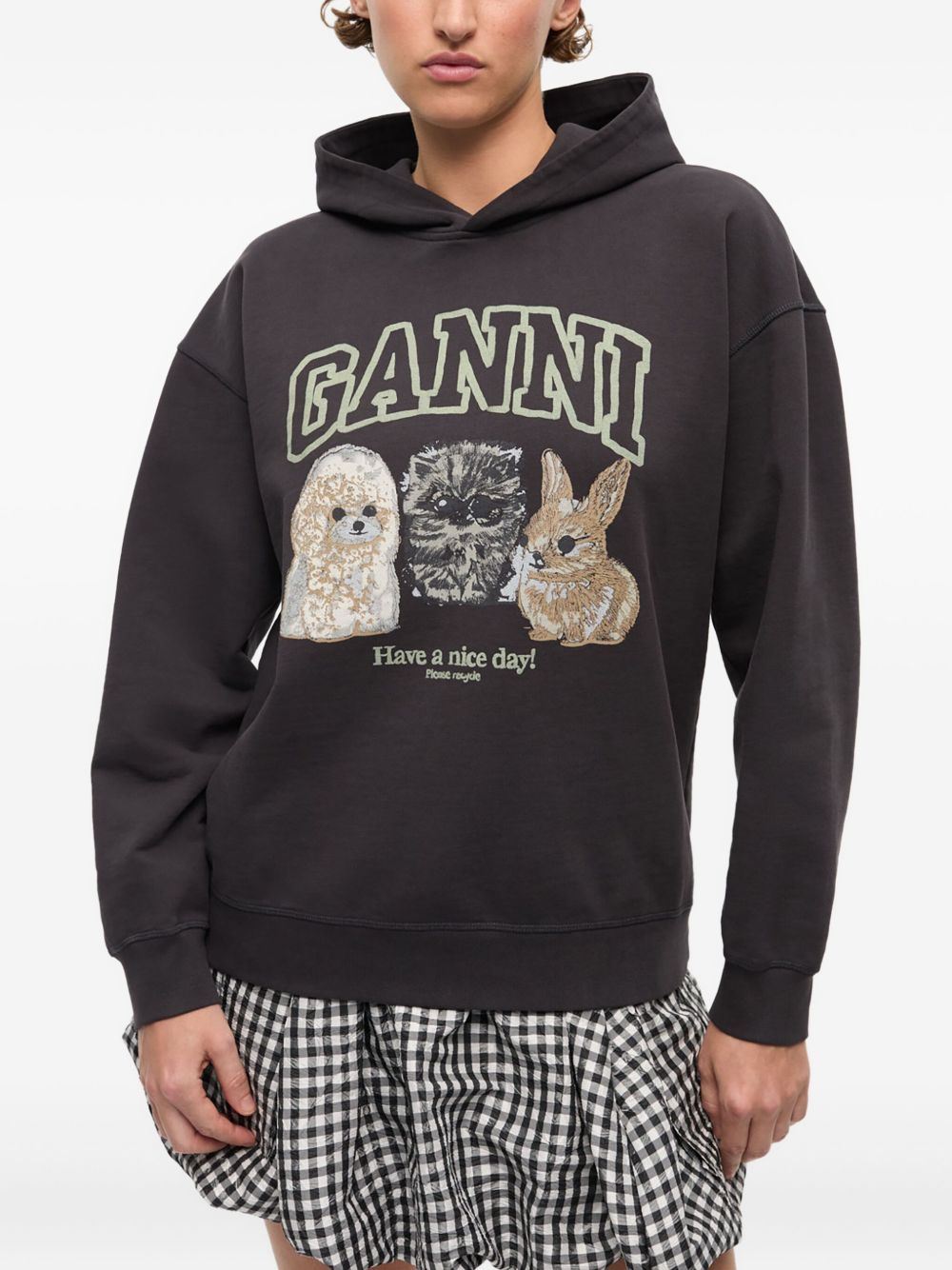 Ganni Sweaters Grey Cottn