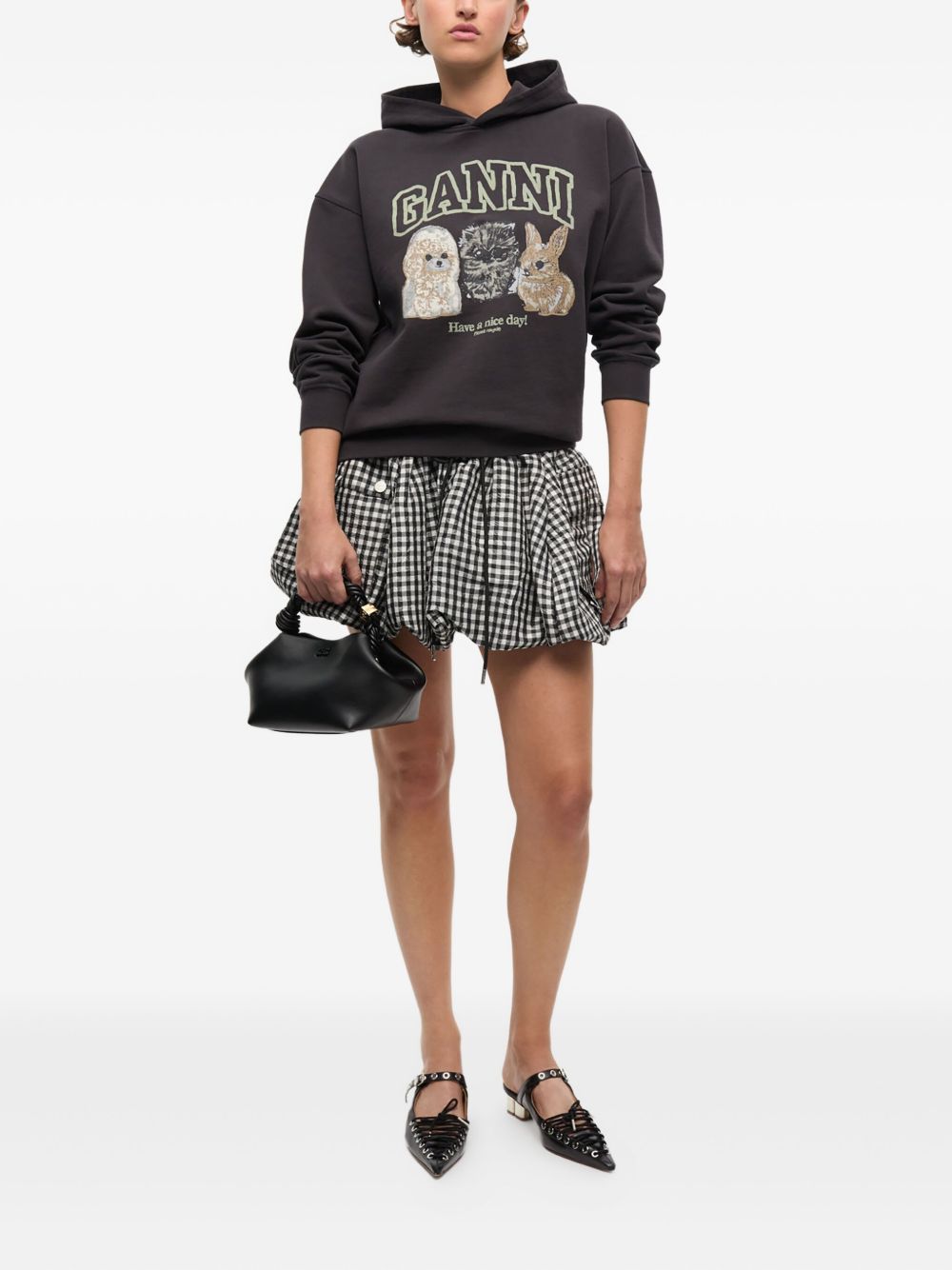 Ganni Sweaters Grey Cottn