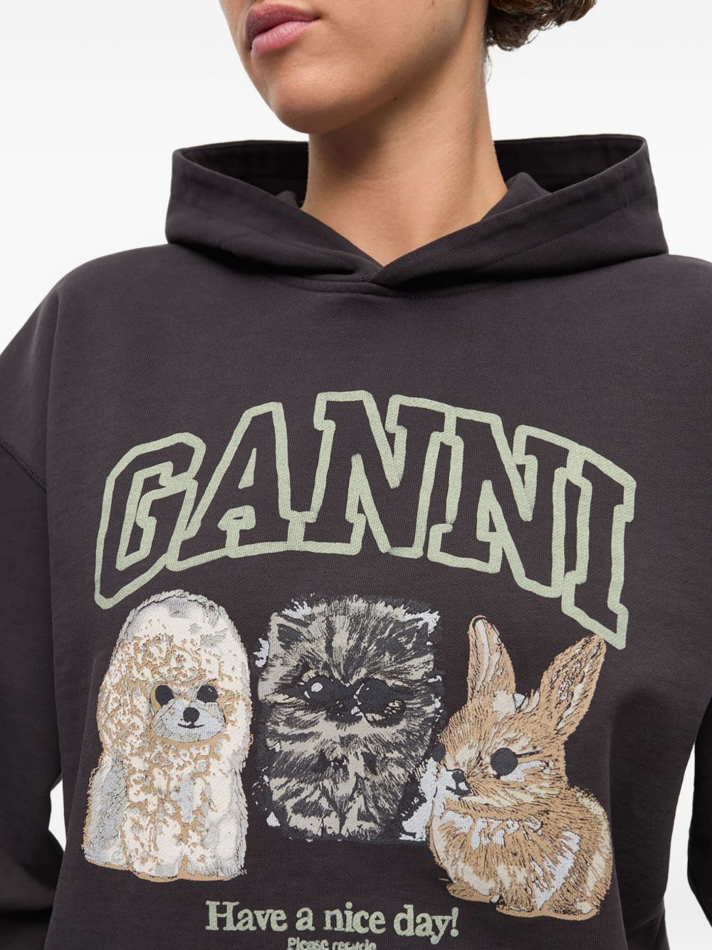 Ganni Sweaters Grey Cottn