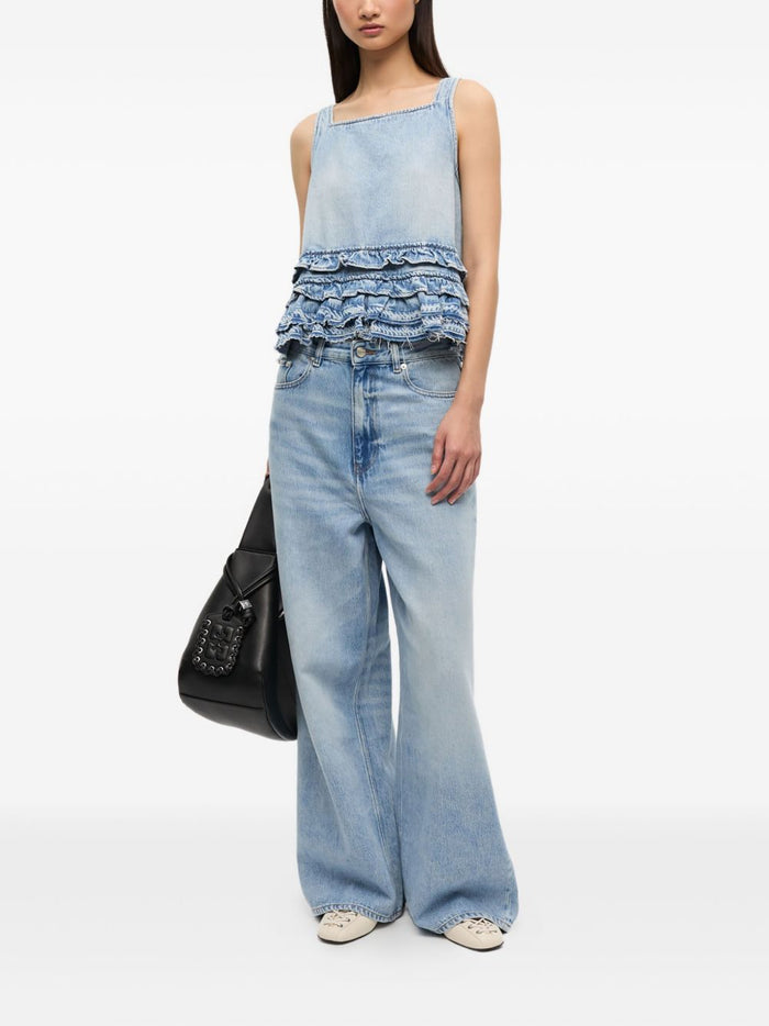 GANNI Top Clear Blue Cotton Lyocell