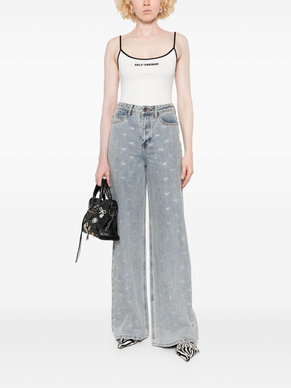 Self-Portrait Jeans Clear Blue Cotton