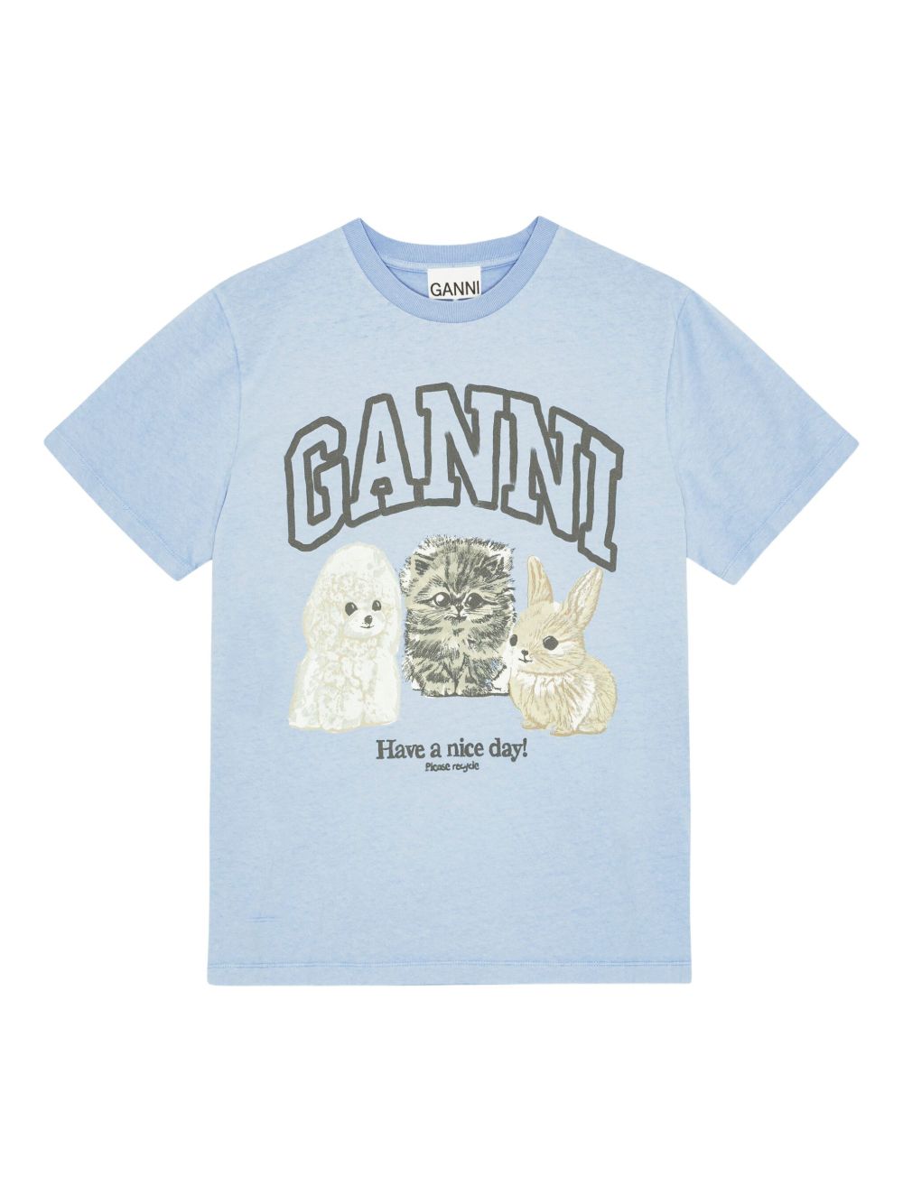 Ganni T-Shirts And Polos Clear Blue Cotton