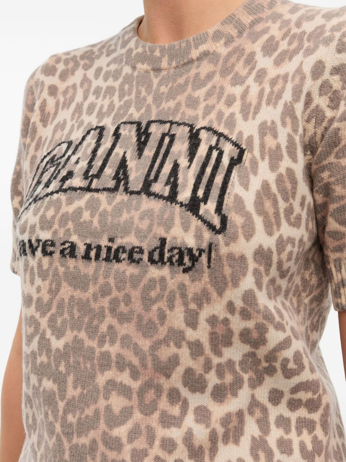 GANNI T-shirts and Polos Brown Fabric