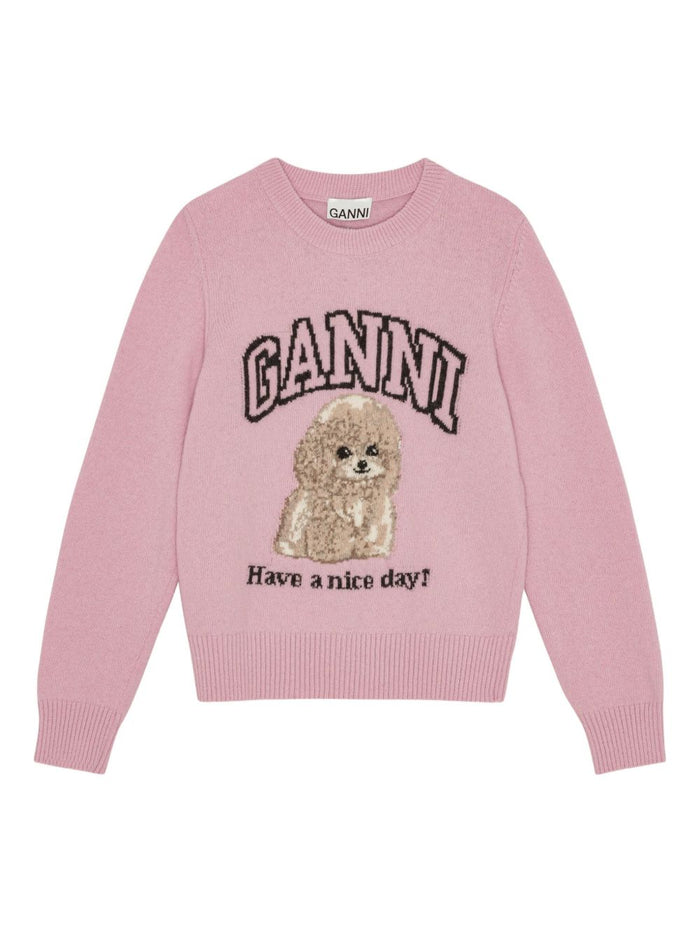 Ganni Sweaters Pink Fabric