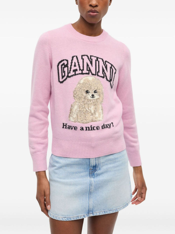 Ganni Sweaters Pink Fabric
