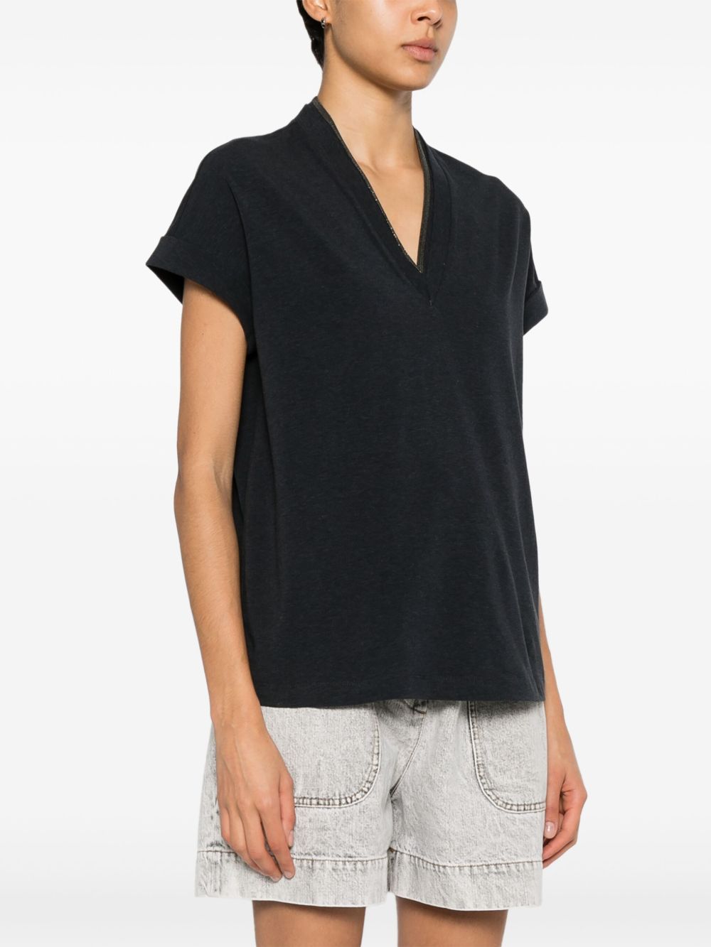 Brunello Cucinelli T-Shirts And Polos Grigio Scuro Cotton